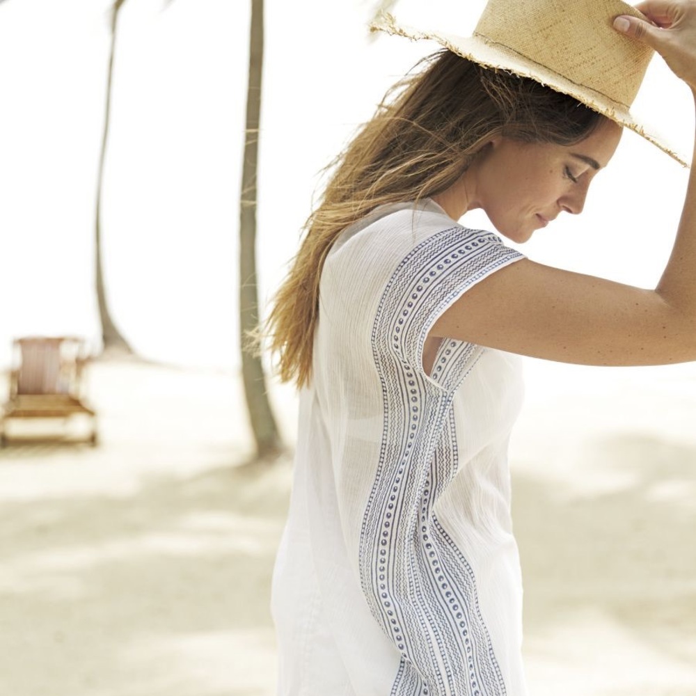 Serena & Lily White and Blue Swim Coverup